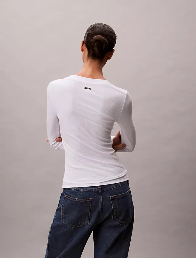 Slim-Fit-T-Shirt aus Modal-Stretch-Rippstoff Slim-Fit-T-Shirt aus Modal-Stretch-Rippstoff