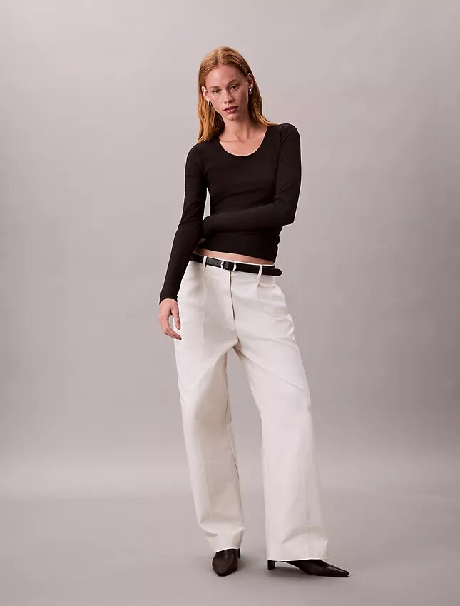 Slim-Fit-T-Shirt aus Modal-Stretch-Rippstoff Slim-Fit-T-Shirt aus Modal-Stretch-Rippstoff
