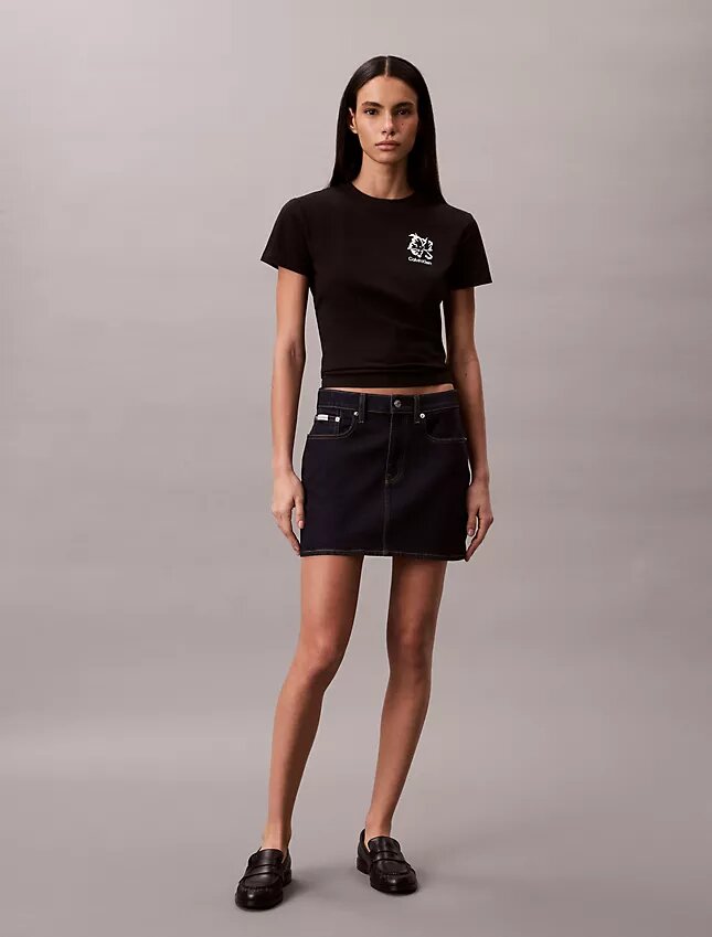 Slim-Fit-T-Shirt mit Blumenlogo Slim-Fit-T-Shirt mit Blumenlogo