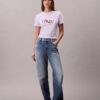 Slim-Fit-T-Shirt mit geteiltem Logo-Print Slim-Fit-T-Shirt mit geteiltem Logo-Print