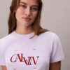 Slim-Fit-T-Shirt mit geteiltem Logo-Print Slim-Fit-T-Shirt mit geteiltem Logo-Print