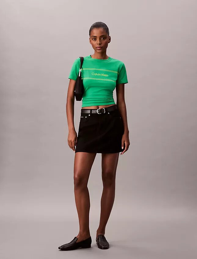 Slim-Fit-T-Shirt mit Streifen-Logo Slim-Fit-T-Shirt mit Streifen-Logo