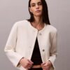 Strukturierte kragenlose Jacke Strukturierte kragenlose Jacke