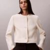 Strukturierte kragenlose Jacke Strukturierte kragenlose Jacke