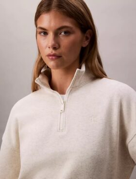 Sweatshirt mit Viertelreißverschluss, Stehkragen und Archiv-Logo