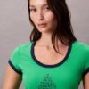 T-Shirt mit Monogram-Logo in grafischer Slim-Passform T-Shirt mit Monogram-Logo in grafischer Slim-Passform