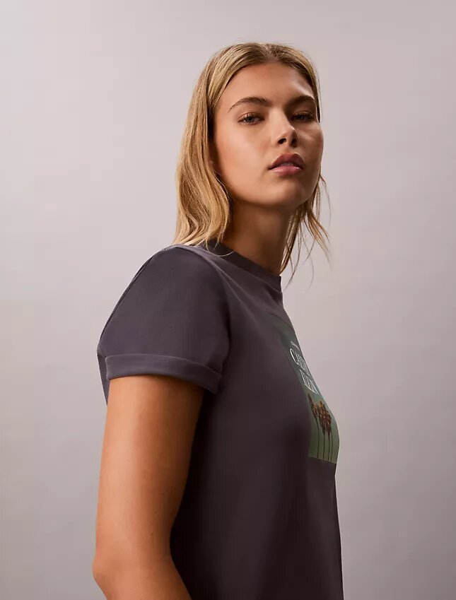 T-Shirt mit Palmen-Logo-Grafik T-Shirt mit Palmen-Logo-Grafik