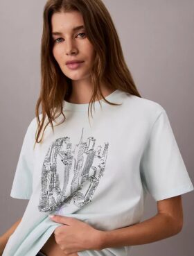 T-Shirt mit Rundhalsausschnitt und Stadtansicht-Grafik
