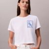 T-Shirt mit Schriftzug-Logo, kurz geschnitten und kastenförmig T-Shirt mit Schriftzug-Logo, kurz geschnitten und kastenförmig