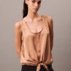 Tanktop aus geknittertem Satin mit Bindeband vorne Tanktop aus geknittertem Satin mit Bindeband vorne