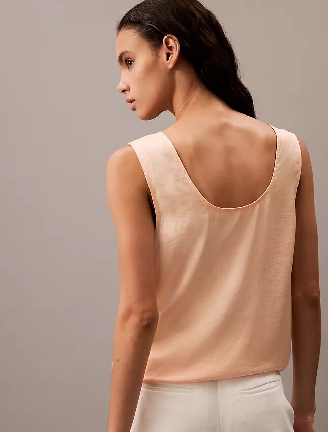 Tanktop aus geknittertem Satin mit Bindeband vorne Tanktop aus geknittertem Satin mit Bindeband vorne