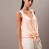 Tanktop aus geknittertem Satin mit Bindeband vorne Tanktop aus geknittertem Satin mit Bindeband vorne