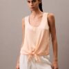 Tanktop aus geknittertem Satin mit Bindeband vorne Tanktop aus geknittertem Satin mit Bindeband vorne