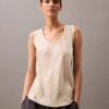 Tanktop aus geknittertem Satin mit Print Tanktop aus geknittertem Satin mit Print