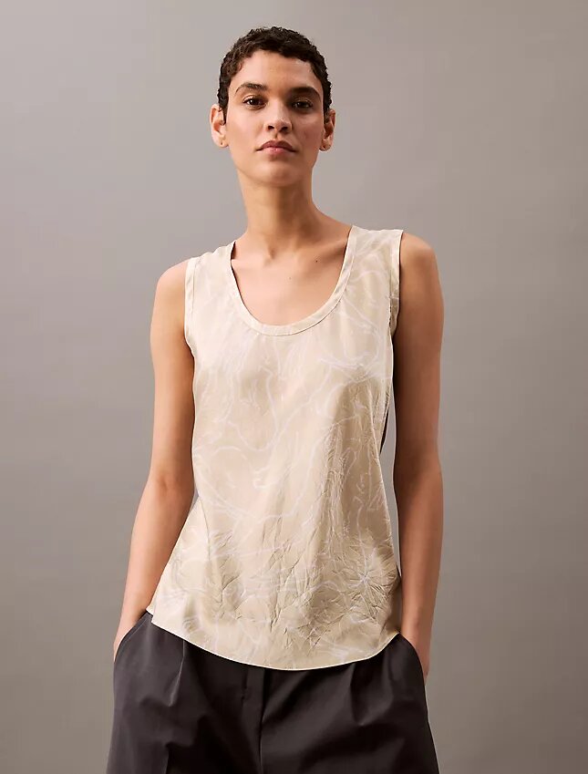 Tanktop aus geknittertem Satin mit Print Tanktop aus geknittertem Satin mit Print