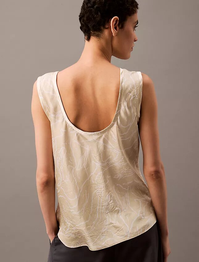 Tanktop aus geknittertem Satin mit Print Tanktop aus geknittertem Satin mit Print