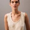 Tanktop aus geknittertem Satin mit Print Tanktop aus geknittertem Satin mit Print