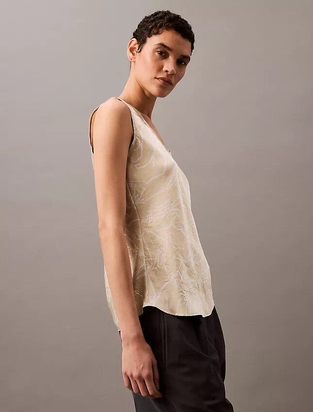 Tanktop aus geknittertem Satin mit Print Tanktop aus geknittertem Satin mit Print
