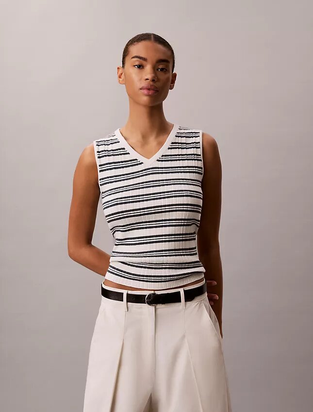 Tanktop mit geripptem V-Ausschnitt Tanktop mit geripptem V-Ausschnitt
