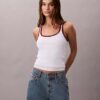 Tanktop mit kontrastfarbener Rippbündung Tanktop mit kontrastfarbener Rippbündung