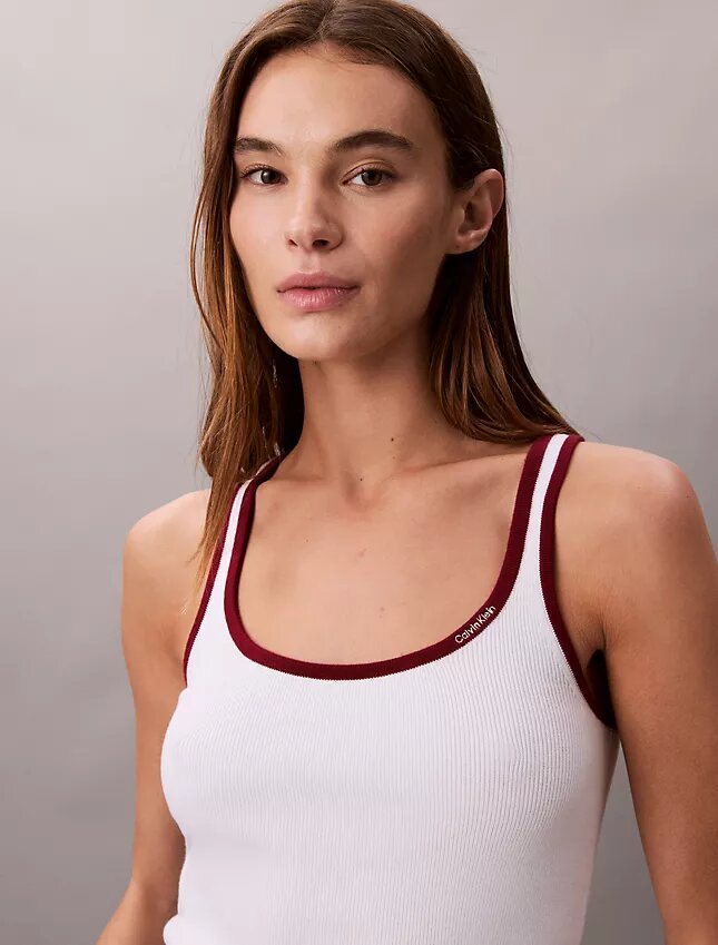 Tanktop mit kontrastfarbener Rippbündung Tanktop mit kontrastfarbener Rippbündung