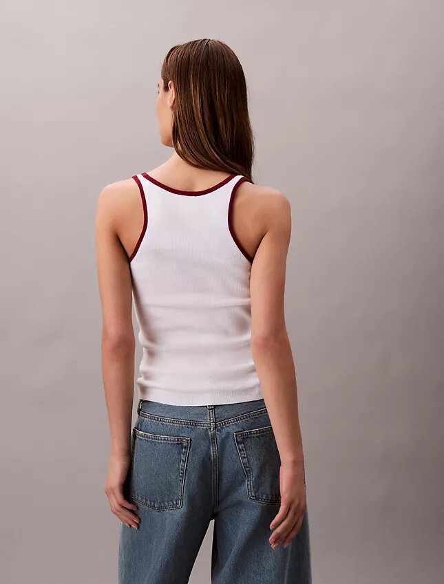 Tanktop mit kontrastfarbener Rippbündung Tanktop mit kontrastfarbener Rippbündung
