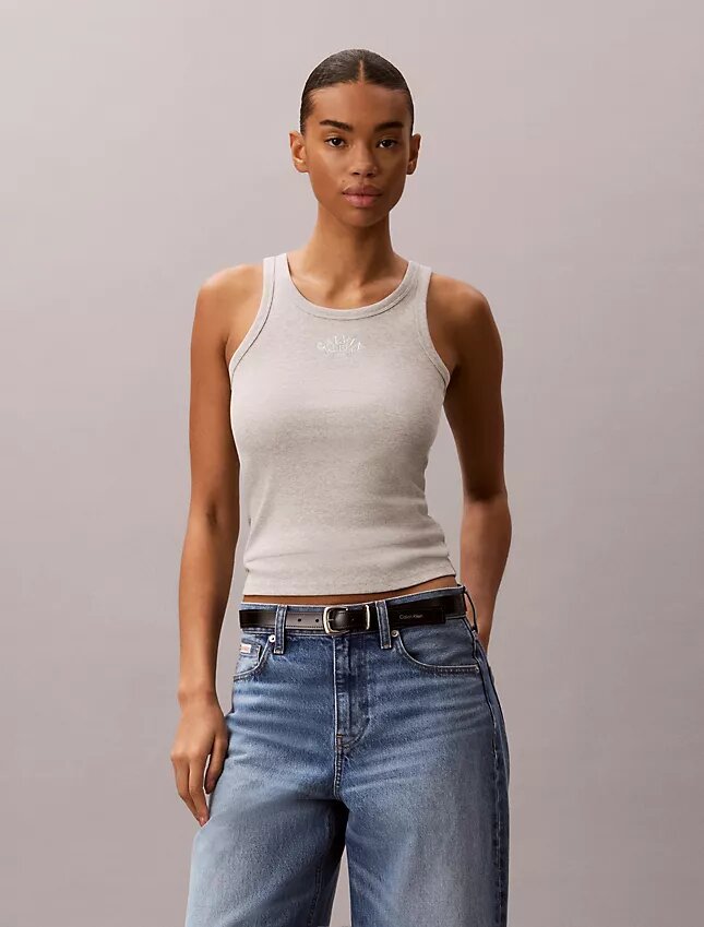 Tanktop mit Logo-Grafik und konturierten Rippen Tanktop mit Logo-Grafik und konturierten Rippen