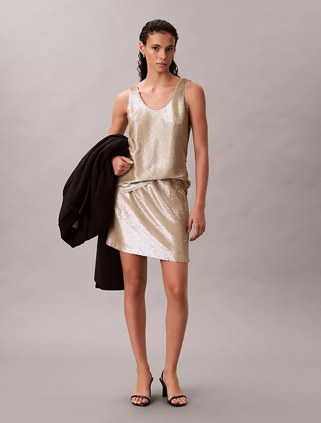 Tanktop mit Pailletten und Rundhalsausschnitt Tanktop mit Pailletten und Rundhalsausschnitt