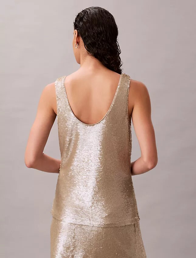 Tanktop mit Pailletten und Rundhalsausschnitt Tanktop mit Pailletten und Rundhalsausschnitt
