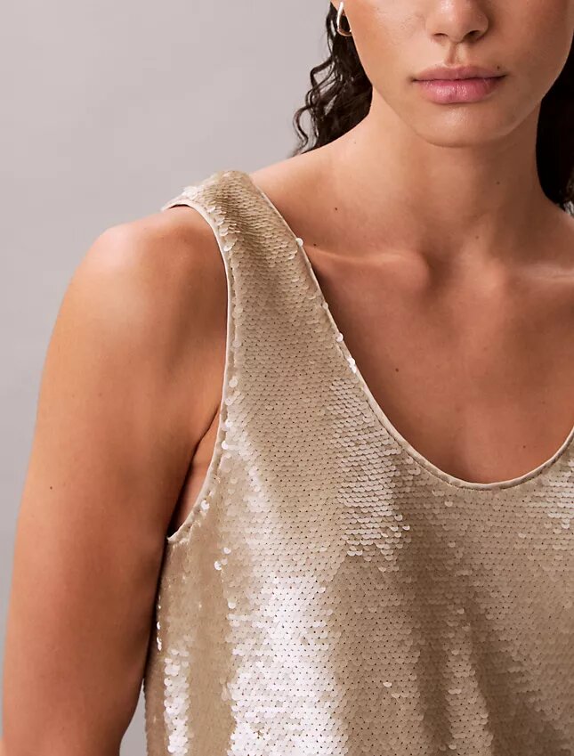 Tanktop mit Pailletten und Rundhalsausschnitt Tanktop mit Pailletten und Rundhalsausschnitt