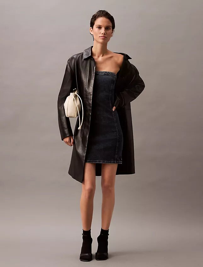 Trägerloses Denim-Minikleid Trägerloses Denim-Minikleid