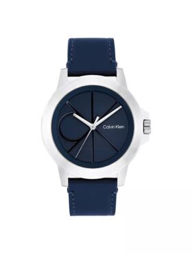Uhr mit Emblem-Zifferblatt und Lederarmband