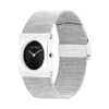 Uhr mit geometrischem Zifferblatt und Mesh-Armband