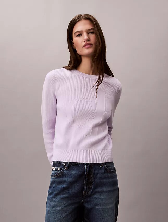 Weicher Baumwollpullover mit Monogram Weicher Baumwollpullover mit Monogram