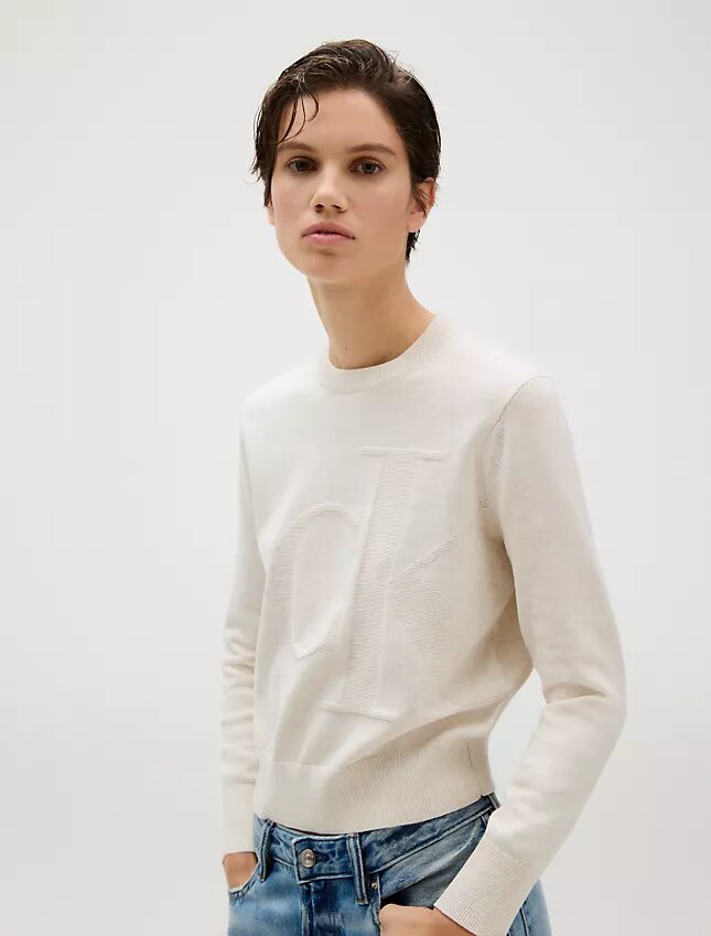 Weicher Baumwollpullover mit Monogram Weicher Baumwollpullover mit Monogram