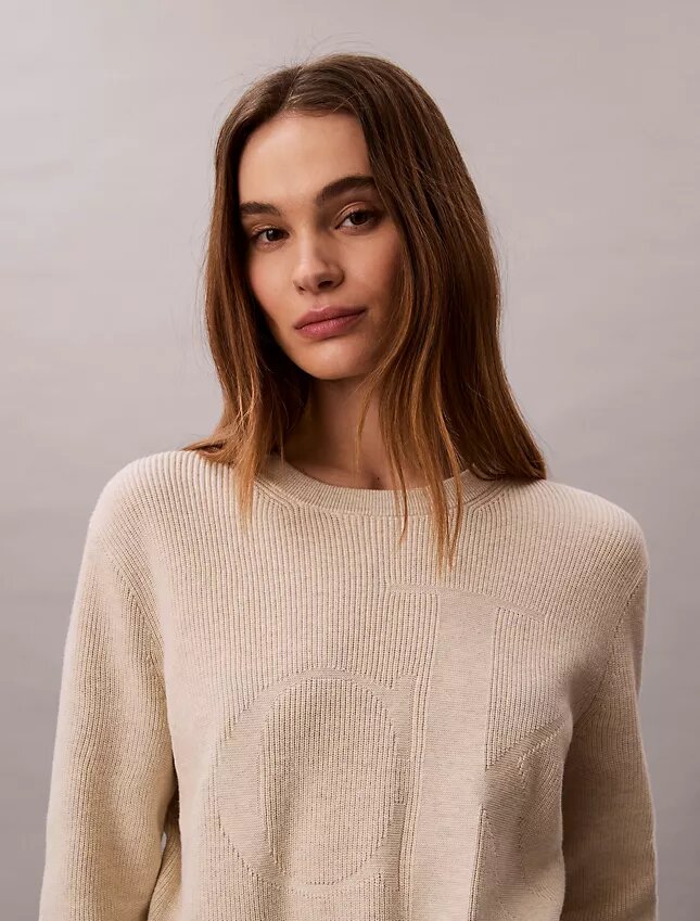 Weicher Baumwollpullover mit Monogram Weicher Baumwollpullover mit Monogram