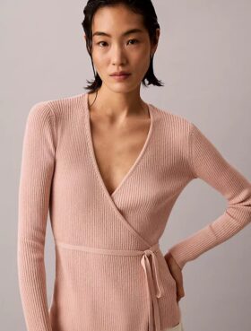 Wickelpullover aus Leinenmischung