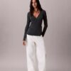 Wickelpullover aus Leinenmischung Wickelpullover aus Leinenmischung