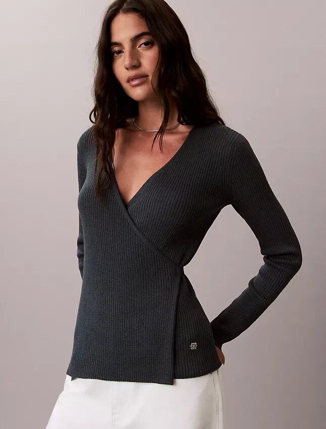 Wickelpullover aus Leinenmischung Wickelpullover aus Leinenmischung