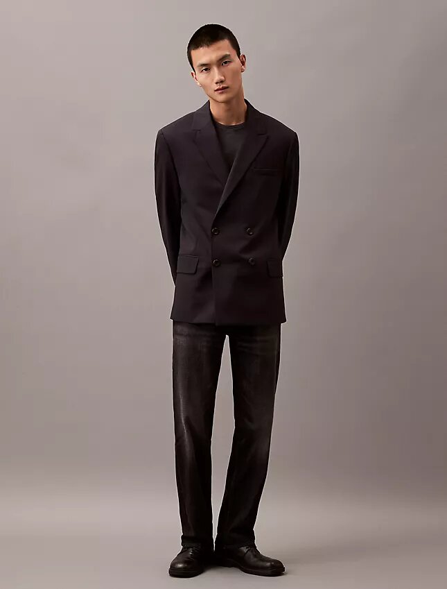Zweireihiger Blazer aus Wollgabardine-Mischung Zweireihiger Blazer aus Wollgabardine-Mischung