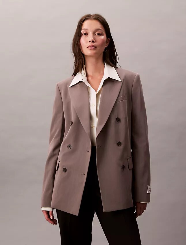 Zweireihiger Blazer aus Wollgabardine-Mischung Zweireihiger Blazer aus Wollgabardine-Mischung