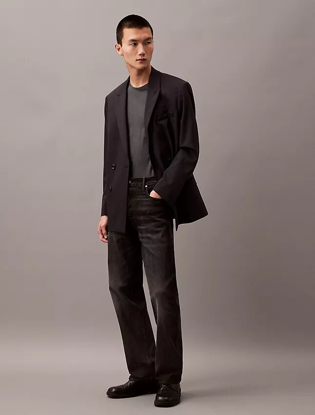Zweireihiger Blazer aus Wollgabardine-Mischung Zweireihiger Blazer aus Wollgabardine-Mischung